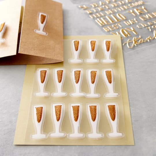 12 Packs: 15 ct. (180 total) Champagne Glass Stickers by Recollections™